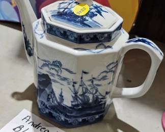 BLUE AND WHITE TEA POT