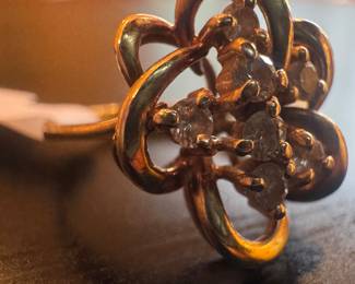 14K Gold with Diamond Cluster Ring