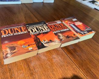 "Dune", "Children of Dune", "Dune Messiah", "Emperor of Dune" by Frank Herbert / Paperbacks