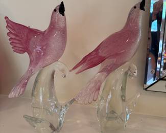 Vintage Formia Vetri di Murano Glass Pink Bird Couple