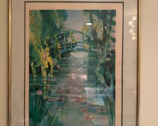 Framed Lithograph "Le Pont à Giverny" Signed Camille Hilaire / Edition 168/175