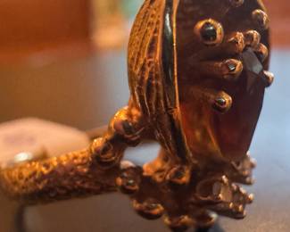 14K Gold & Rhinestone Ring