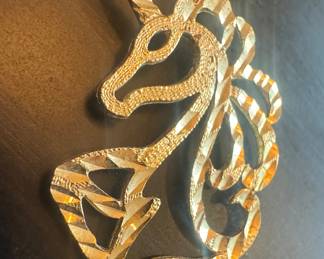 14K Gold Unicorn Pendant