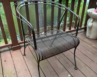 MCM Salterini Outdoor Round Patio Table (47"D x 28-1/2"H) with Salterini Armchairs (4 total) & Rocker Armchairs (2 Total)