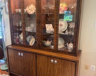 Danker Furniture 2 Piece MCM 6 Door China Cabinet (Top - 58-1/2"W x 14"D x 47"H / Base - 19"D x 62"W x 30"H)