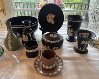 Collection of Black, Brown & Green Wedgwood China