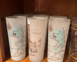 Vintage Currier & Ives Frosted Tumbler Glasses (6 Total)