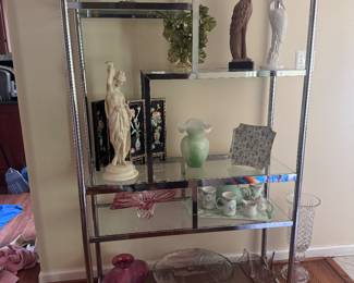 MCM Milo Baughman Style Chrome & Glass Etagere (42"W x 16"D x 72"H)