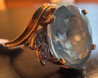 14K Gold & Blue Topaz Ring