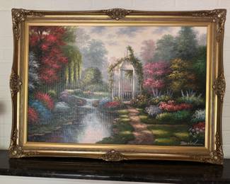 Framed Original Oil on Canvas of Landscape Signed Daniel