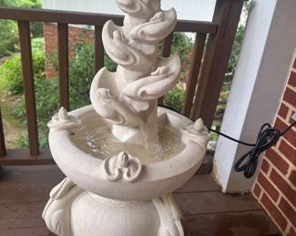 Plaster Crane Fountain with Base