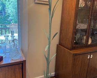 Leaf and Stem Green Floor Lamp with Lily Glass Shades