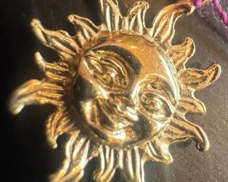 14K Gold Sun Charm Pendant