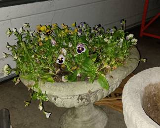 Oval cement urn