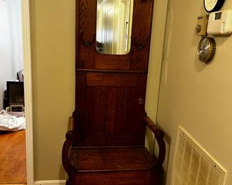 #18 Hall tree with storage and 4 hooks28x15x76 $125.00