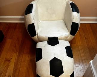 #36 soccer ball chair with ottoman that makes a ball when stacked $30.00