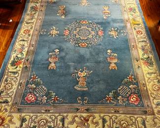 #19 60x95 Chinese hand knotted blue rug $75.00