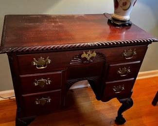 #27 5 drawer entry table with claw feet 34x19x32 $75.00