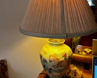 #37 horse rider ginger jar lamp 23 $30.00