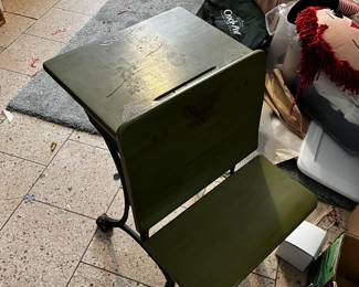 #59 green school desk $20.00