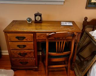#33 desk with 5 drawers and chair as is finish $45.00