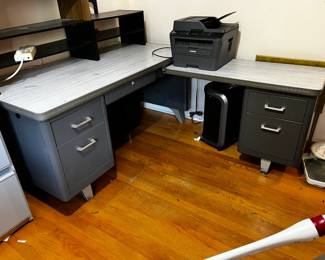 #43 metal L shape desk with 5 drawers61x71 $75.00