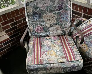 #61 metal pouncy antique chair with cushion $75.00