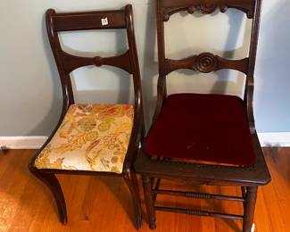 #23 tapestry seat chair $20.00
#24 red velvet seat dining chair $20.00