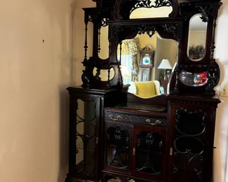 #1 antique display cabinet with 4 glass doors and bevel mirror 54x16x7,5 ft $195.00