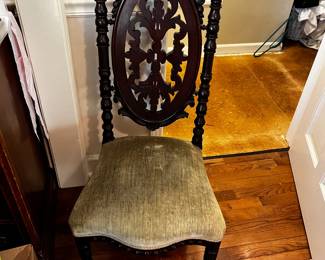 #17 church chair with velvet seat $100.00