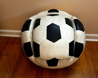 #36 soccer ball chair with ottoman that makes a ball when stacked $30.00
