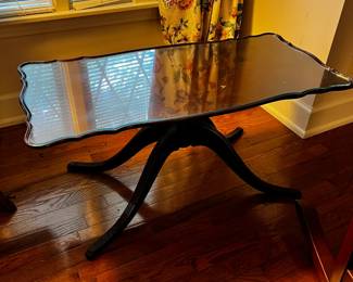 #15 pedestal coffee table with glass protector on top 35x17x16 $30.00