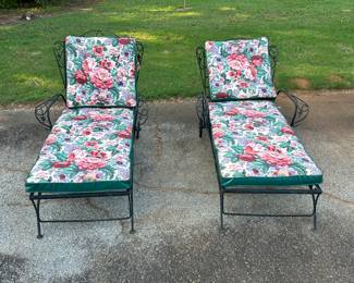 Wrought Iron Loungers sold with cushions.