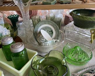 Vintage candle holders and glassware