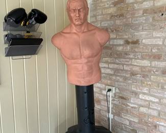 Adjustable Height Punching Dummy. Gloves, wraps and boxing round timer included