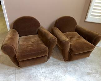 Two vintage brown Mohair Bauhaus Arm chairs