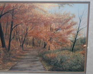 Scott Fannazzo – “Autumn Trail” (28/700)
Limited edition signed print by regional artist Scott Fannazzo. Serene fall forest path scene, beautifully framed and matted.