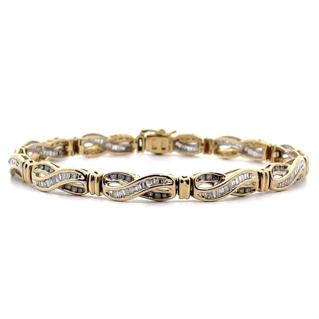 3 Carat Natural Diamond Infinity Symbol Tennis Bracelet in Yellow Gold