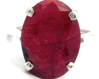 Oval Natural Ruby Solitaire Basket Ring