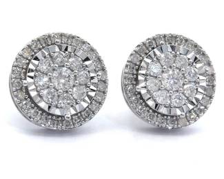 1 Carat Natural Diamond Miracle Cluster Stud Earrings in White Gold