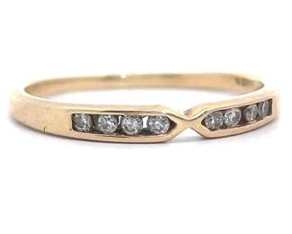 0.25 Carat Natural Diamond Channel Ring with Slim Pinched Band in Yellow Gold