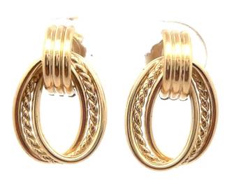 Door-Knocker Twisted Rope Front-Facing Hoop Earrings in 14k Yellow Gold