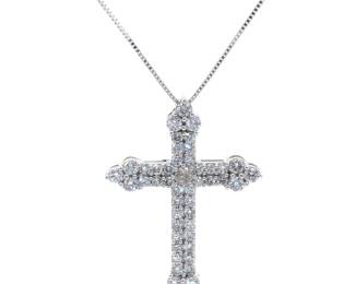 NEW! 1 Carat Pavé Diamond Celtic Cross Pendant in White Gold