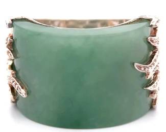Convex Jade Tablet Artistic Coral Reef Ring