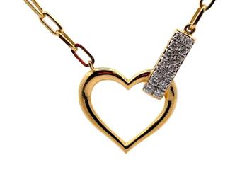 NEW! 1.14 Carat Pavé Diamond Heart Halo Paperclip Chain Necklace