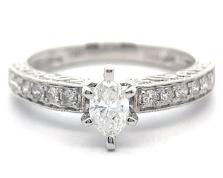 Classic 0.50 Carat Marquise Diamond Channel Ring in 14k White Gold