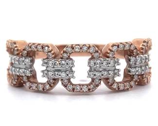 Pavé Natural Diamond Chainlink Ring in Two-Tone Gold