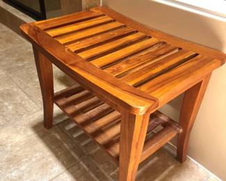 Teak bath bench