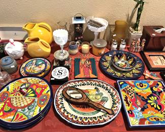 Colorful decor, including Talavera pottery pieces
