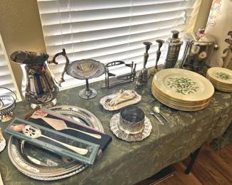 Silverplate and Lenox china